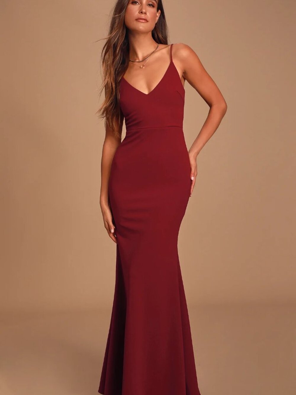 Lulus Infinite Glory Wine Red Maxi Dress Size XS